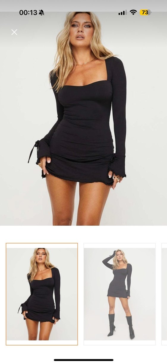 Siyah Uzun Kollu Mini Elbise - Görsel 2