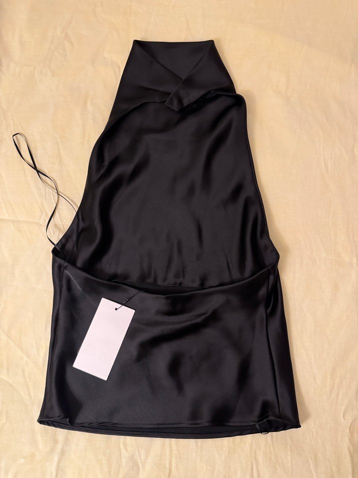 Saten halter top - Görsel 4