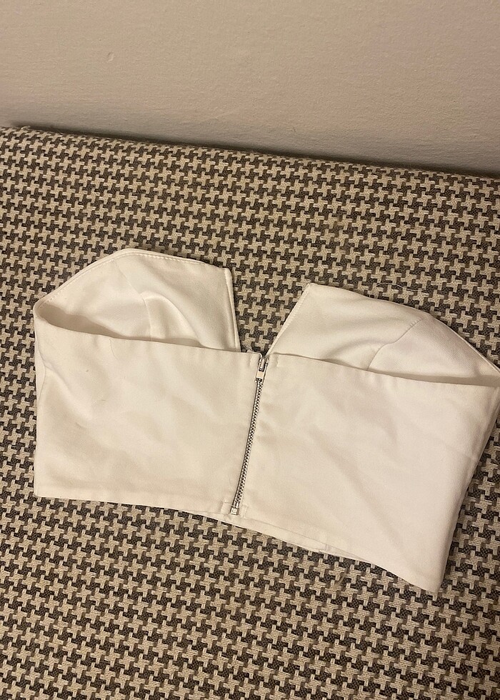 beyaz straplez mini korse - Görsel 4