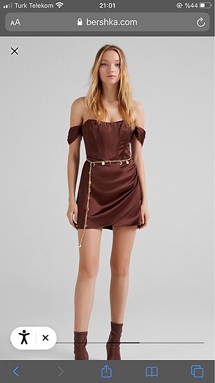 BERSHKA KORSE SATEN ELBİSE