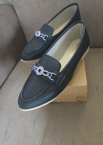 Diğer Diger Kadın Siyah Deri Tokalı Günlük Babet