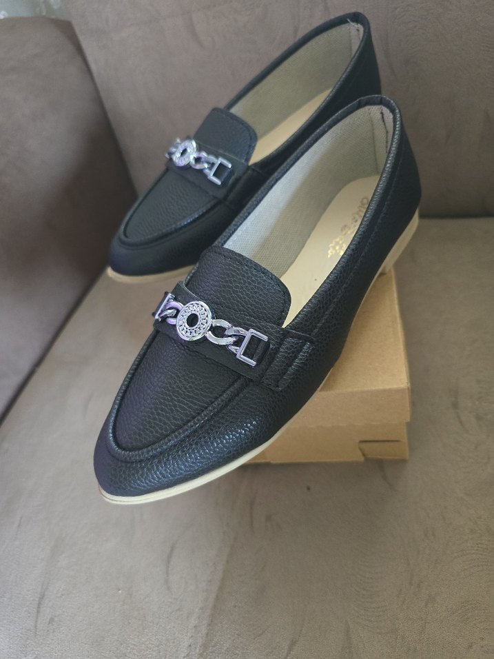 Diger Kadın Siyah Deri Tokalı Günlük Babet - Görsel 2