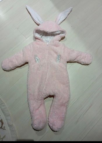 Nakış Detaylı Pembe Peluş Bebek Tulum - Görsel 4