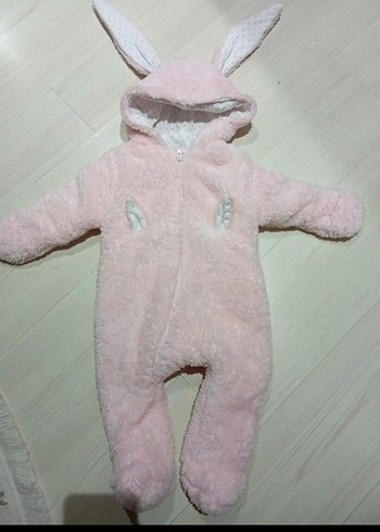 Nakış Detaylı Pembe Peluş Bebek Tulum - Görsel 3