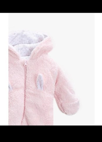 Nakış Detaylı Pembe Peluş Bebek Tulum - Görsel 5