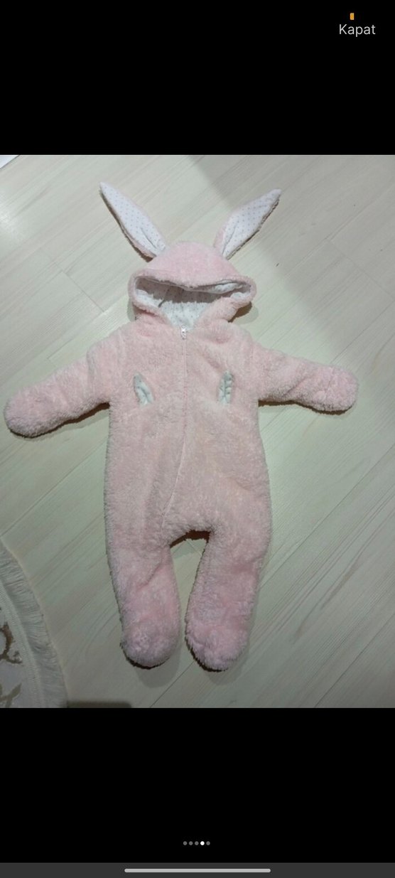 Nakış Detaylı Pembe Peluş Bebek Tulum - Görsel 4