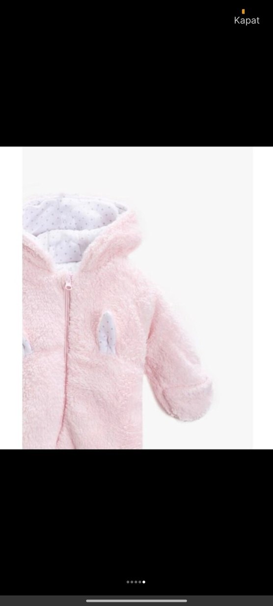 Nakış Detaylı Pembe Peluş Bebek Tulum - Görsel 5