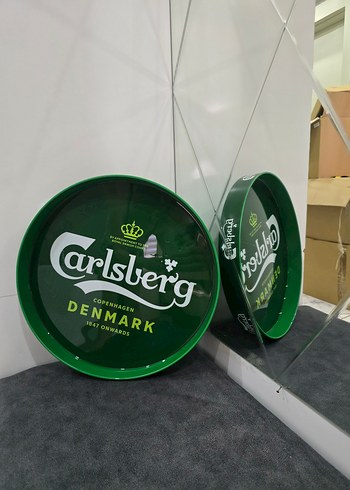 Yeşil Carlsberg Metal Tepsi