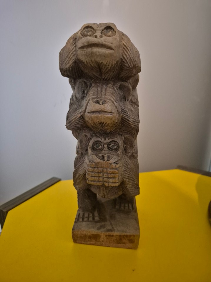 El Yapımı Ahşap Maymun Figürin - Görsel 2