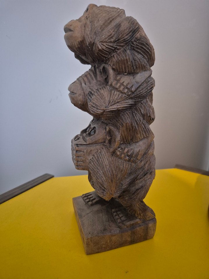 El Yapımı Ahşap Maymun Figürin - Görsel 4