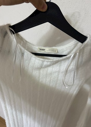 Bershka Beyaz Uzun Kollu Fitilli Triko Kadın Elbise - Görsel 2