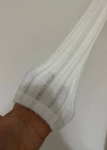 Bershka Beyaz Uzun Kollu Fitilli Triko Kadın Elbise - Görsel 3