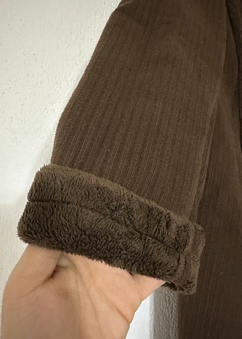 Düğmeli Kahverengi Süet Kadın Kaban - Görsel 5