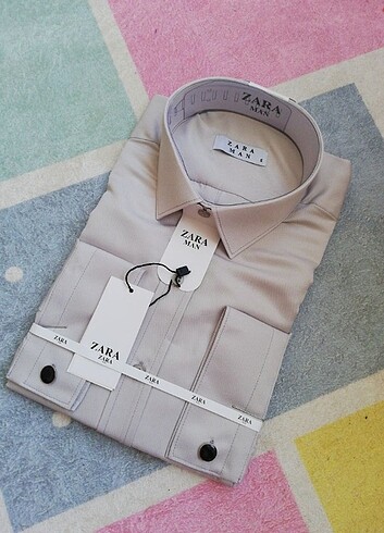 Zara erkek gömlek açık gri S 