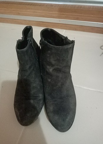 36 Beden Siyah Süet Kadın Bot, Stiletto Topuklu, Tokalı