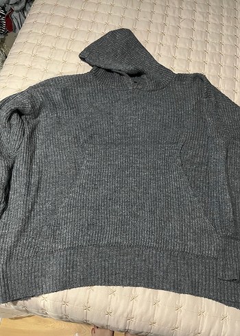 Gri Yüksek Yakalı Örgü Kadın Kazak - Görsel 2