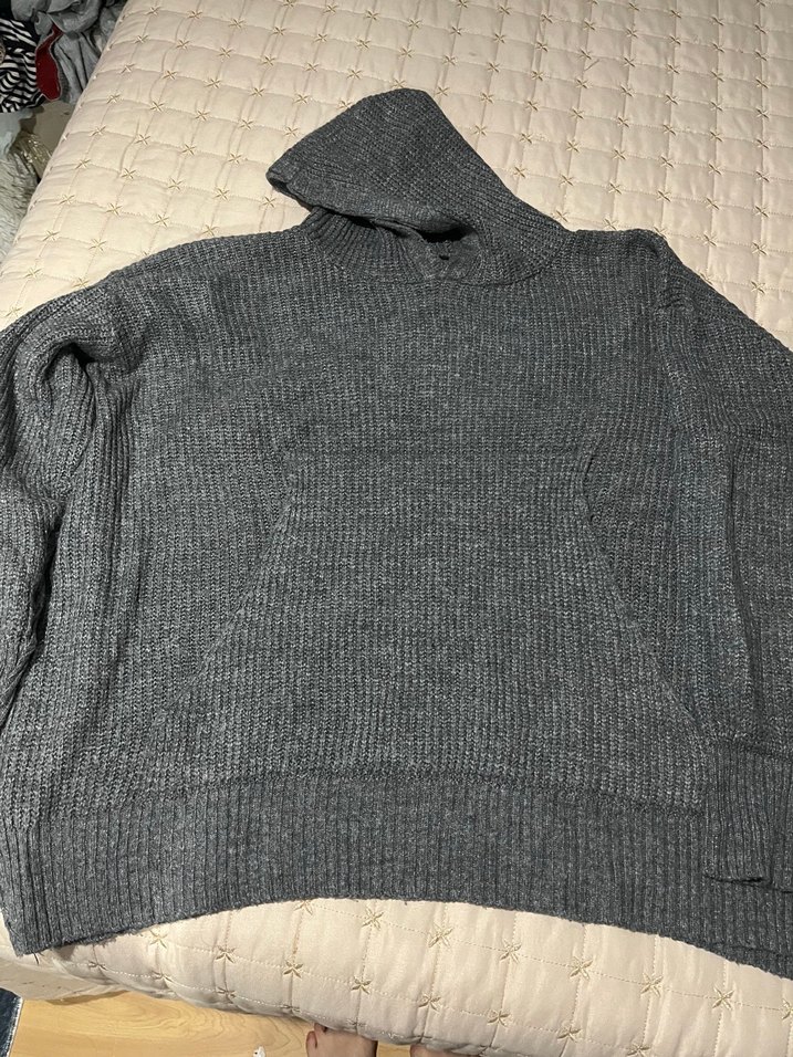 Gri Yüksek Yakalı Örgü Kadın Kazak - Görsel 2