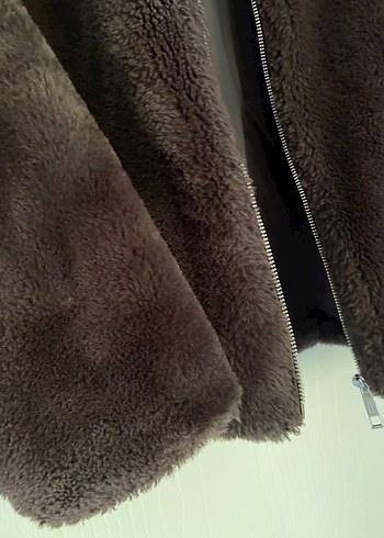 Kahverengi Kapüşonlu Kadın Peluş Ceket - Görsel 6