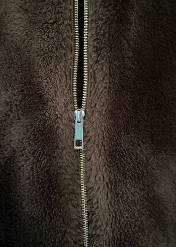 Kahverengi Kapüşonlu Kadın Peluş Ceket - Görsel 3