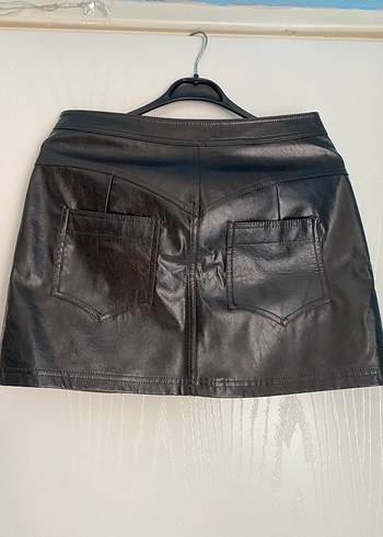 Deri  görünü Mini Etek - Görsel 3