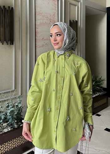 Kadın Haki Düğmeli Uzun Kollu Tunik - Görsel 2