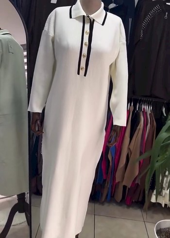 My magazin markası Uzun Beyaz Kadın Elbise - Görsel 2