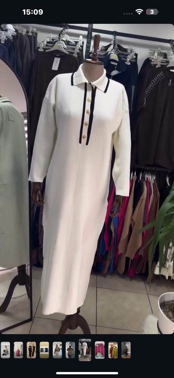 My magazin markası Uzun Beyaz Kadın Elbise - Görsel 2