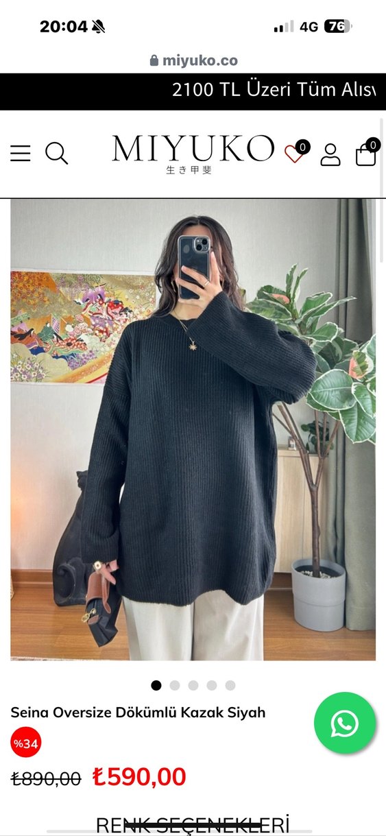 Kadın  Uzun Kollu Triko Kazak - Görsel 3