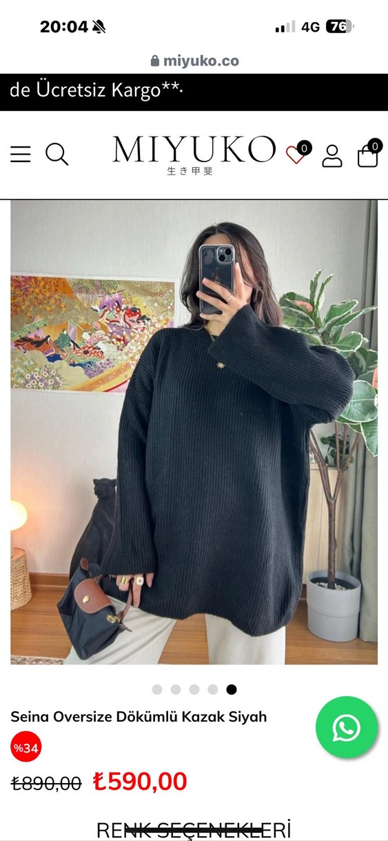 Kadın  Uzun Kollu Triko Kazak - Görsel 5