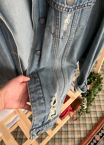 42 Beden Düğmeli Kadın Denim Ceket