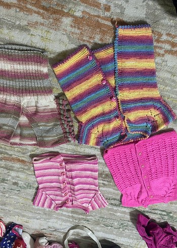 Kız Çocuk Çok Renkli Örme Tayt Seti - Görsel 5