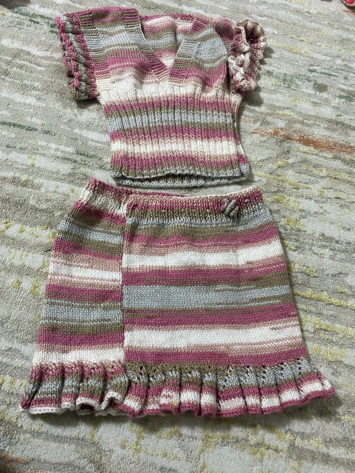 Kız Çocuk Çok Renkli Örme Tayt Seti - Görsel 3