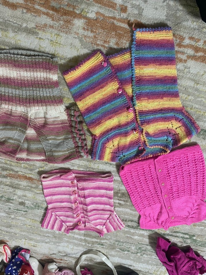 Kız Çocuk Çok Renkli Örme Tayt Seti - Görsel 5