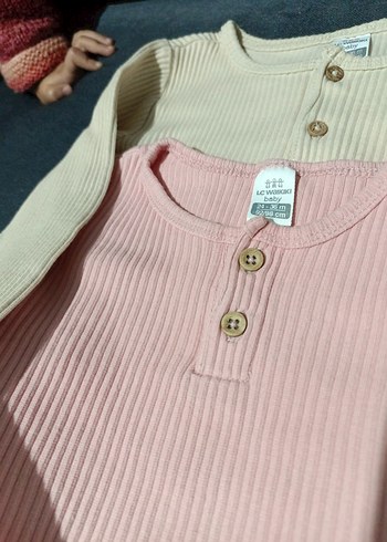 Uzun Kollu Düğmeli Bebek Kız Takımı - Görsel 2