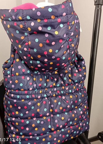 Kız Çocuk Renkli Puantiyeli Fermuarlı Yelek - Görsel 6