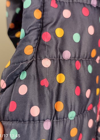 Kız Çocuk Renkli Puantiyeli Fermuarlı Yelek - Görsel 3