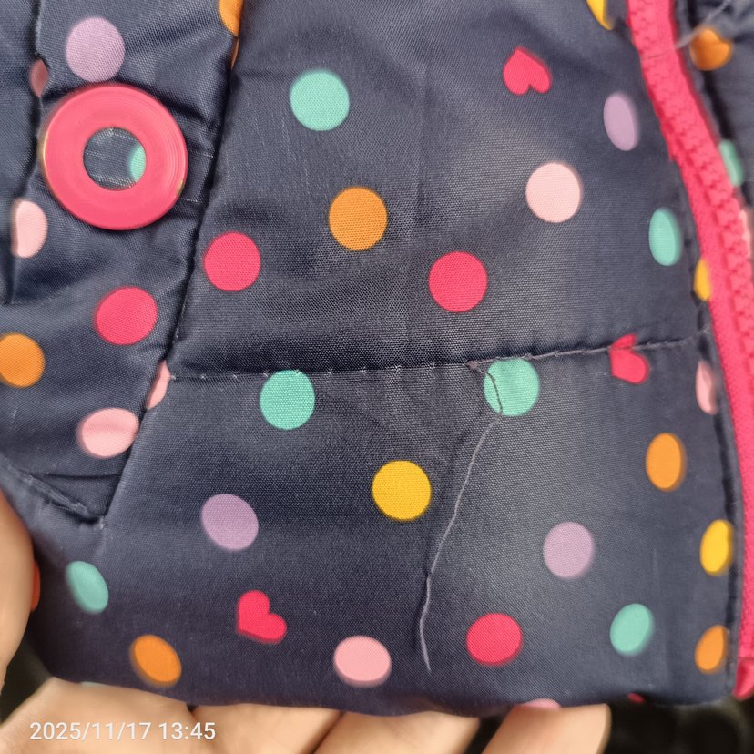 Kız Çocuk Renkli Puantiyeli Fermuarlı Yelek - Görsel 2