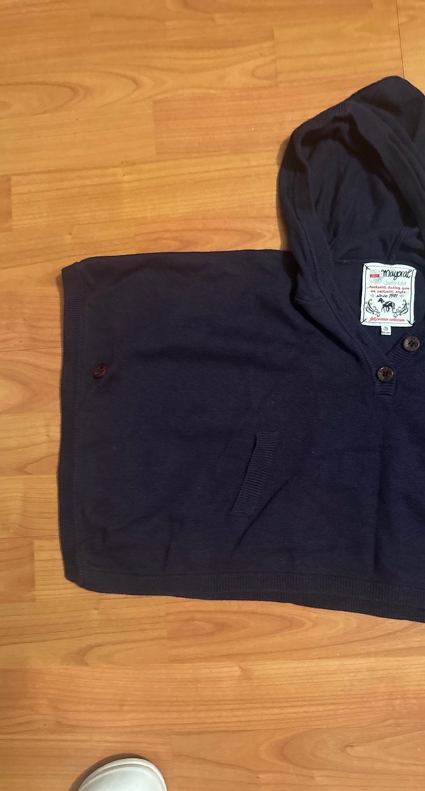 Düğmeli lacivert panço - Görsel 4