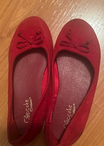 Kırmızı Fiyonklu Süet Kız Babet - Görsel 6