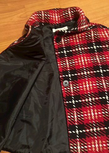 Koton Kids Kırmızı ekose Desenli, astarlı panço - Görsel 4