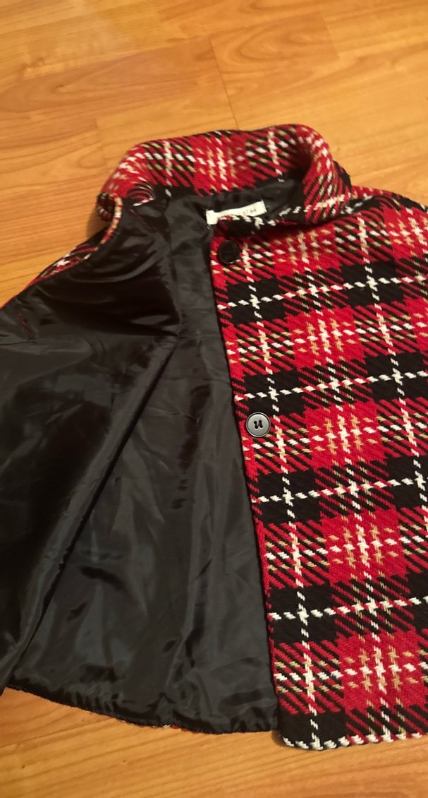 Koton Kids Kırmızı ekose Desenli, astarlı panço - Görsel 4