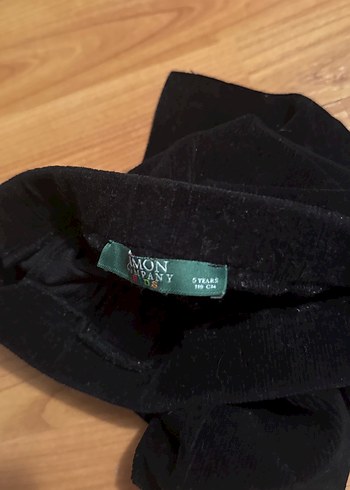 Kız Çocuk Siyah fitilli kadife Tayt (110 cm) - Görsel 5