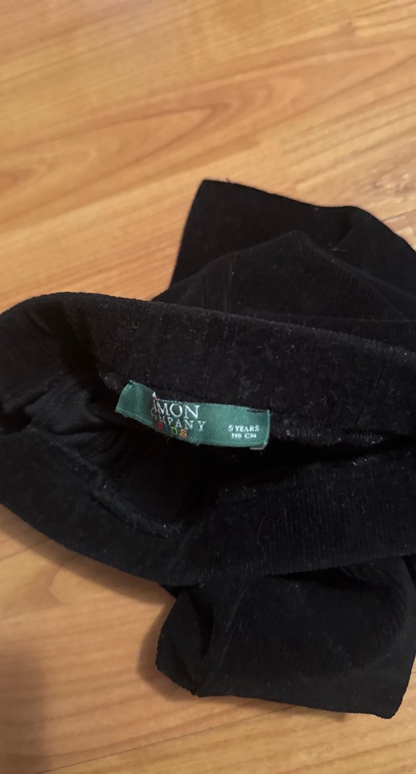 Kız Çocuk Siyah fitilli kadife Tayt (110 cm) - Görsel 5