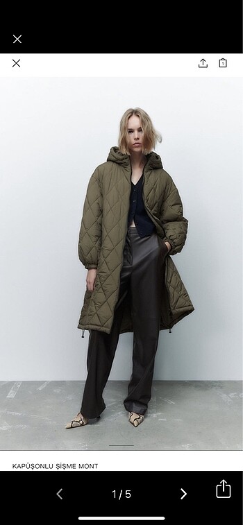 Orijinal Zara kapitone mont oversize