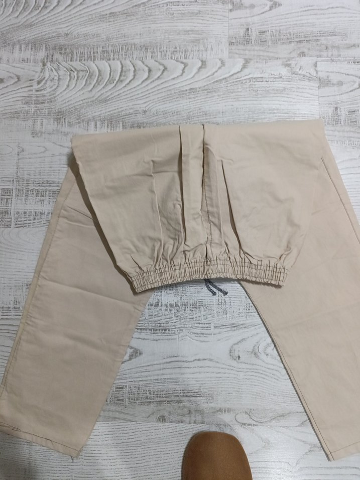 Bej erkek Keten Rahat Kesim Pantolon - Görsel 3