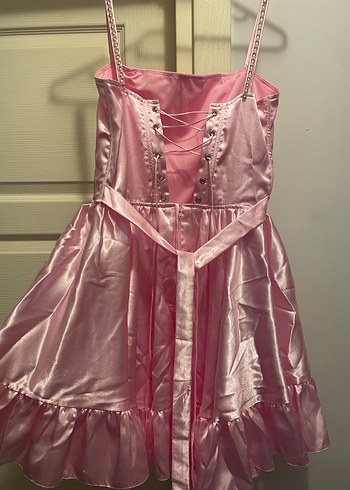 Özel dikim pembe saten elbise  - Görsel 4