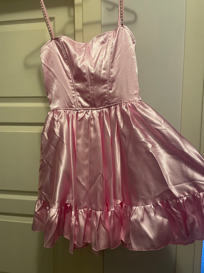 Özel dikim pembe saten elbise  - Görsel 2