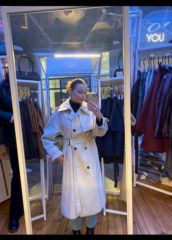 Manuka Bej Midi Kadın Kaban - Görsel 3