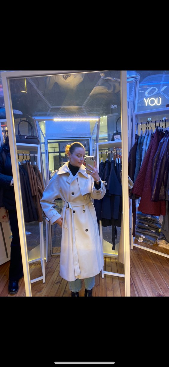 Manuka Bej Midi Kadın Kaban - Görsel 3