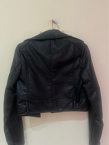 Pull bear biker deri ceket siyah - Görsel 5
